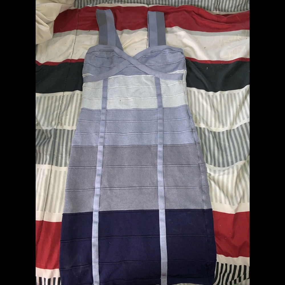 Bebe’s multicolored blue dress